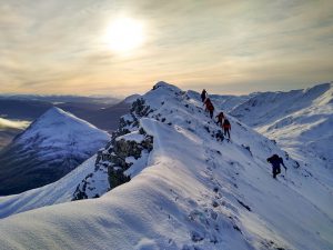 Winter walkers on a ridge