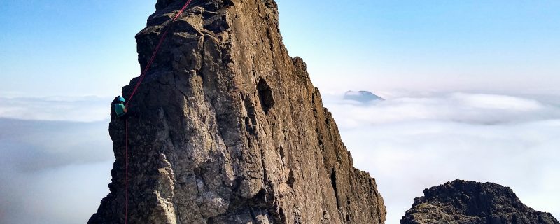 Abseiling off the Inaccessible Pinnacle - part of the Skye Cuillin Munros