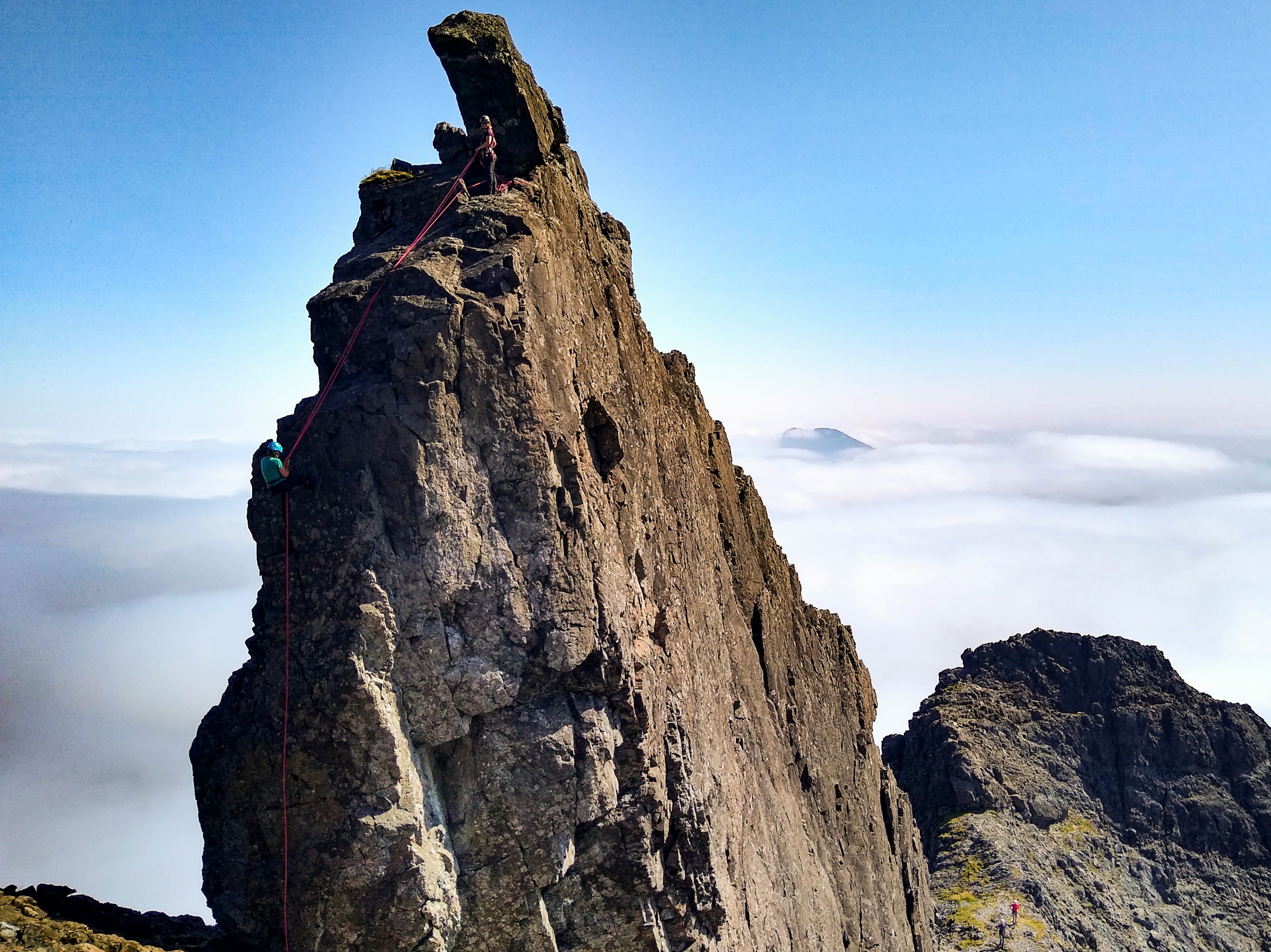 Abseiling off the Inaccessible Pinnacle - part of the Skye Cuillin Munros